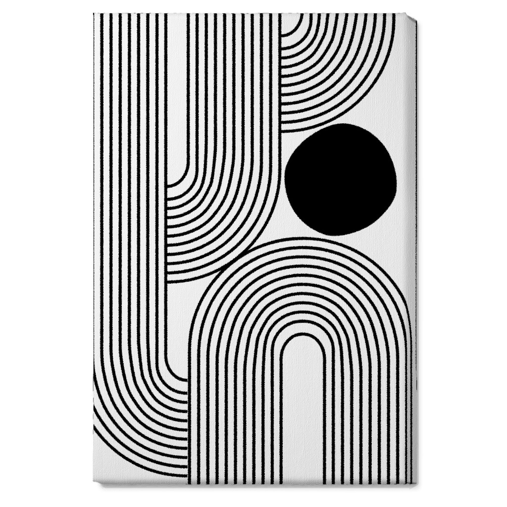 Rising Sun Minimal Geometric Lines Wall Art, No Frame, Single piece, Canvas, 20x30, Black, Rich Black