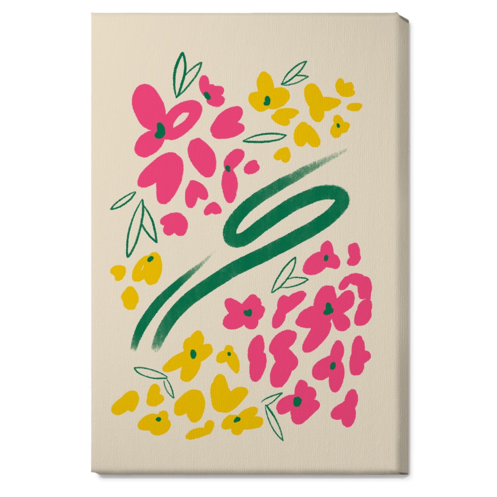 Greek Flowers - Multi on Beige Wall Art, No Frame, Single piece, Canvas, 20x30, Multicolor