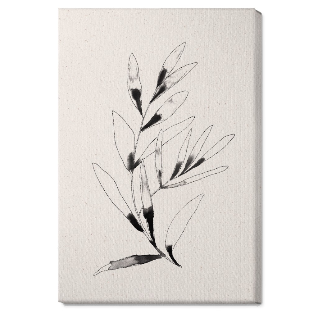 Olive Branch Watercolor - Neutral Wall Art, No Frame, Single piece, Canvas, 20x30, Beige, Pearl