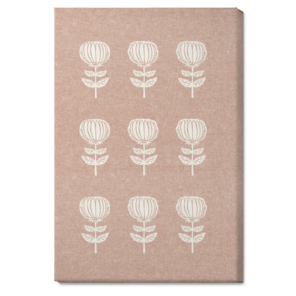 Block Print Floral Wall Art, No Frame, Single piece, Canvas, 20x30, Pink, Alpaca