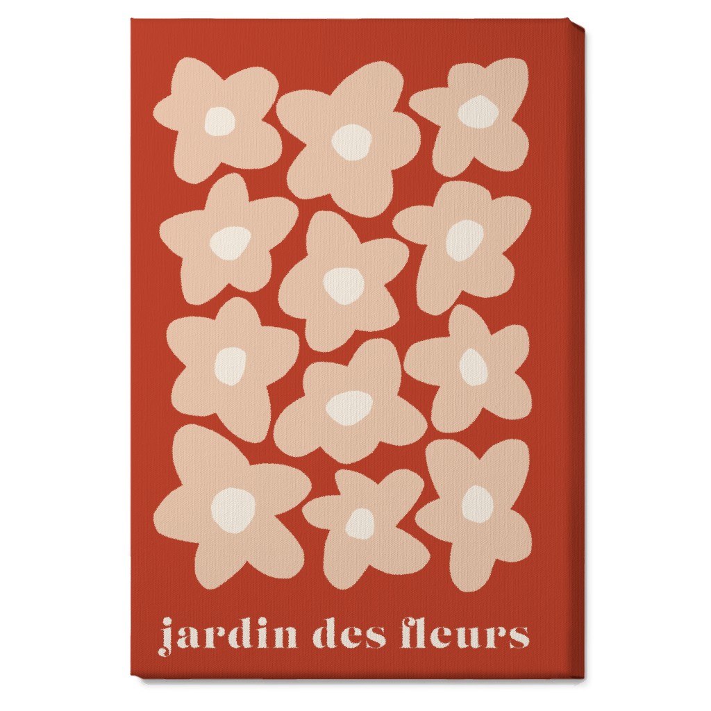 Botanical Graphic Retro Flower Garden Wall Art, No Frame, Single piece, Canvas, 20x30, Red, Sunset