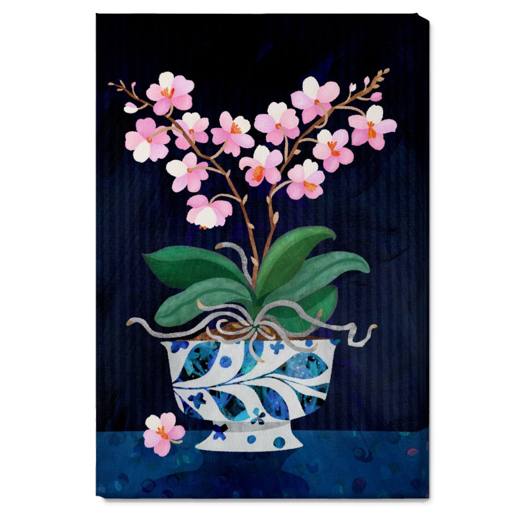 Orchid in Bloom - Dark Wall Art, No Frame, Single piece, Canvas, 20x30, Multicolor
