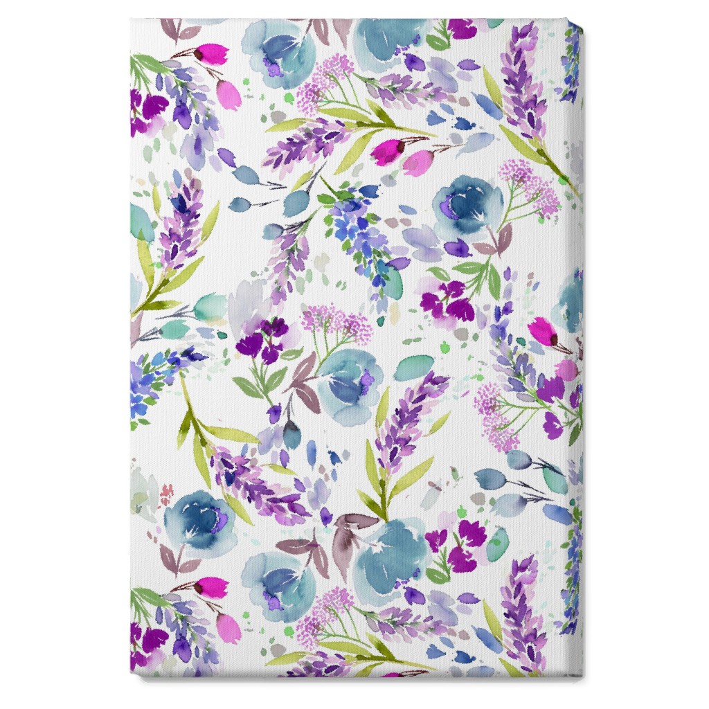 Lavender Bunches - Purple and Blue Wall Art, No Frame, Single piece, Canvas, 20x30, Purple, Purple