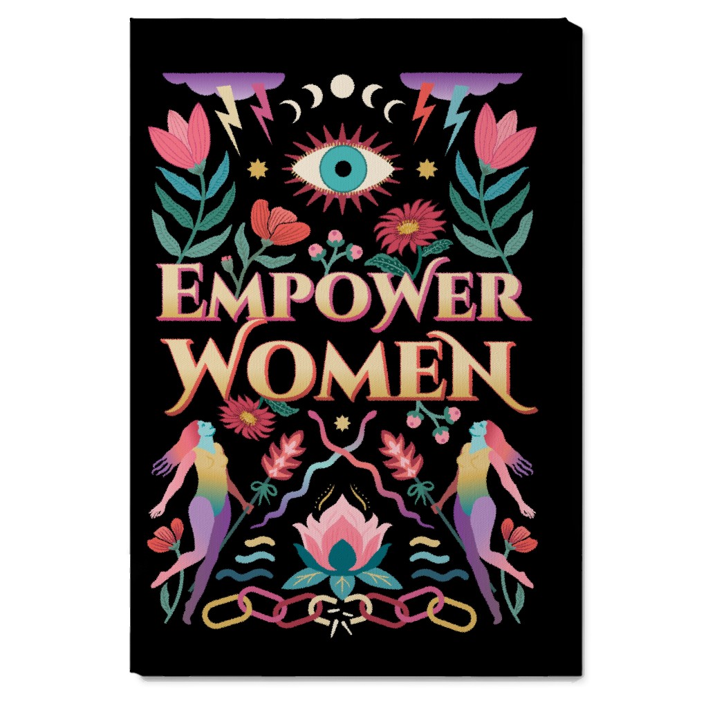 Empower - Multi on Black Wall Art, No Frame, Single piece, Canvas, 20x30, Black, Black