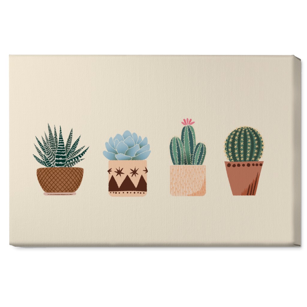 Cactus and Succulent Plants - Neutral Wall Art, No Frame, Single piece, Canvas, 20x30, Beige