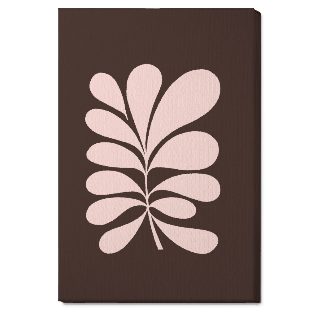 Minimal Foliage - Brown and Pink Wall Art, No Frame, Single piece, Canvas, 20x30, Brown