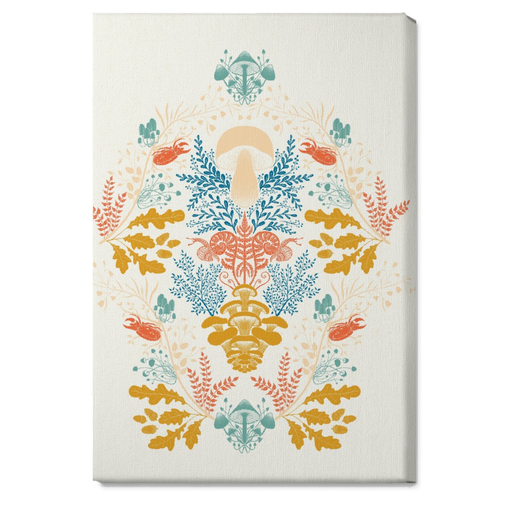 Mushroom Forest Wall Art, No Frame, Single piece, Canvas, 20x30, Multicolor, White