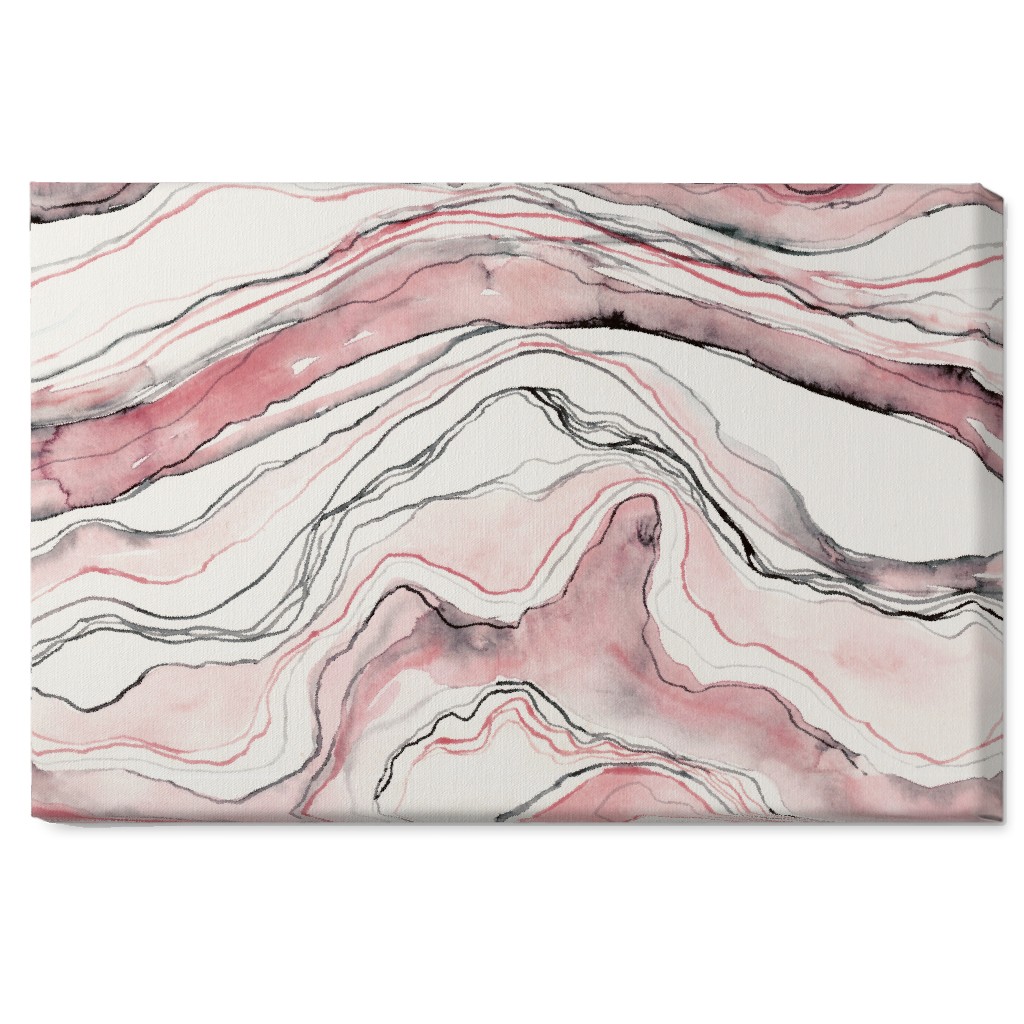 Marbled Watercolor Stone - Pink Wall Art, No Frame, Single piece, Canvas, 20x30, Pink