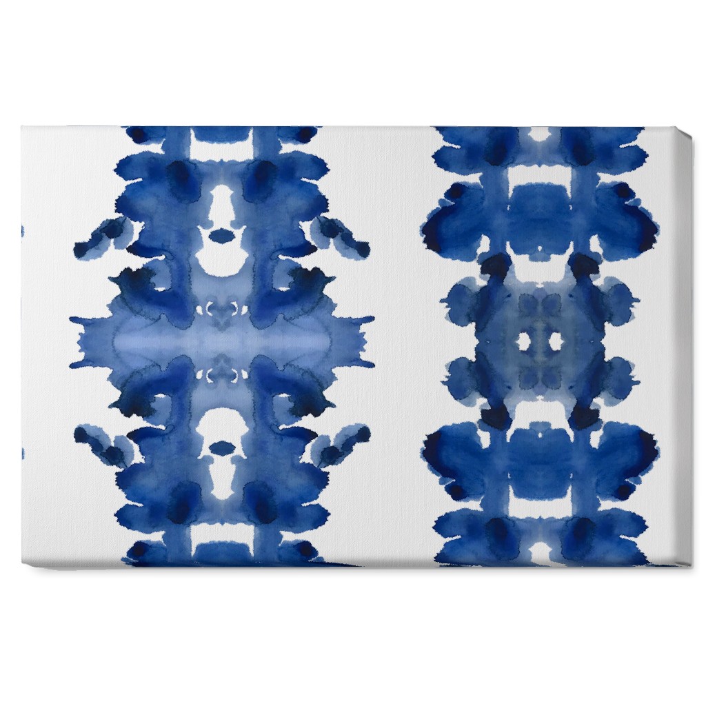 Indigo Double Inkblot Wall Art, No Frame, Single piece, Canvas, 20x30, Blue, True Blue