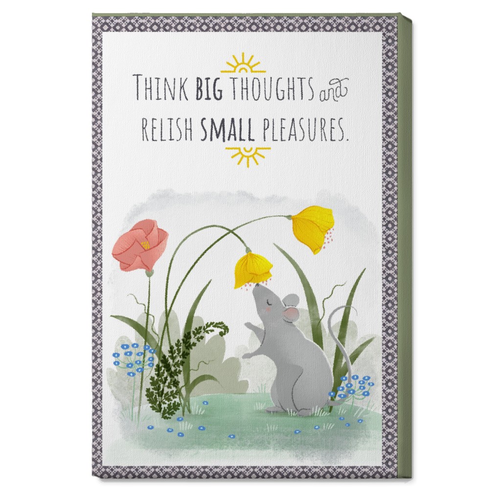 Big Thoughts Small Pleasures Mouse Wall Art, No Frame, Single piece, Canvas, 20x30, Multicolor