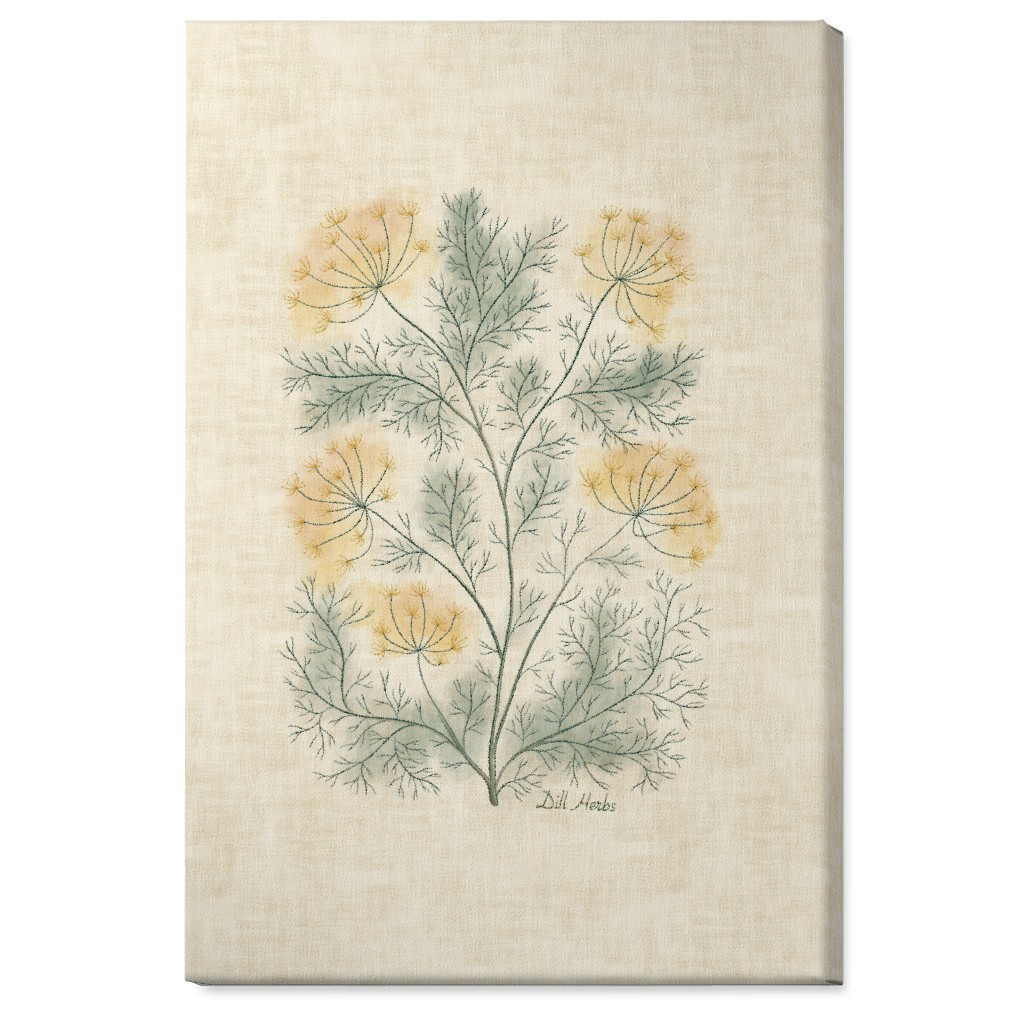Dill Botanical Illustration Wall Art, No Frame, Single piece, Canvas, 24x36, Beige