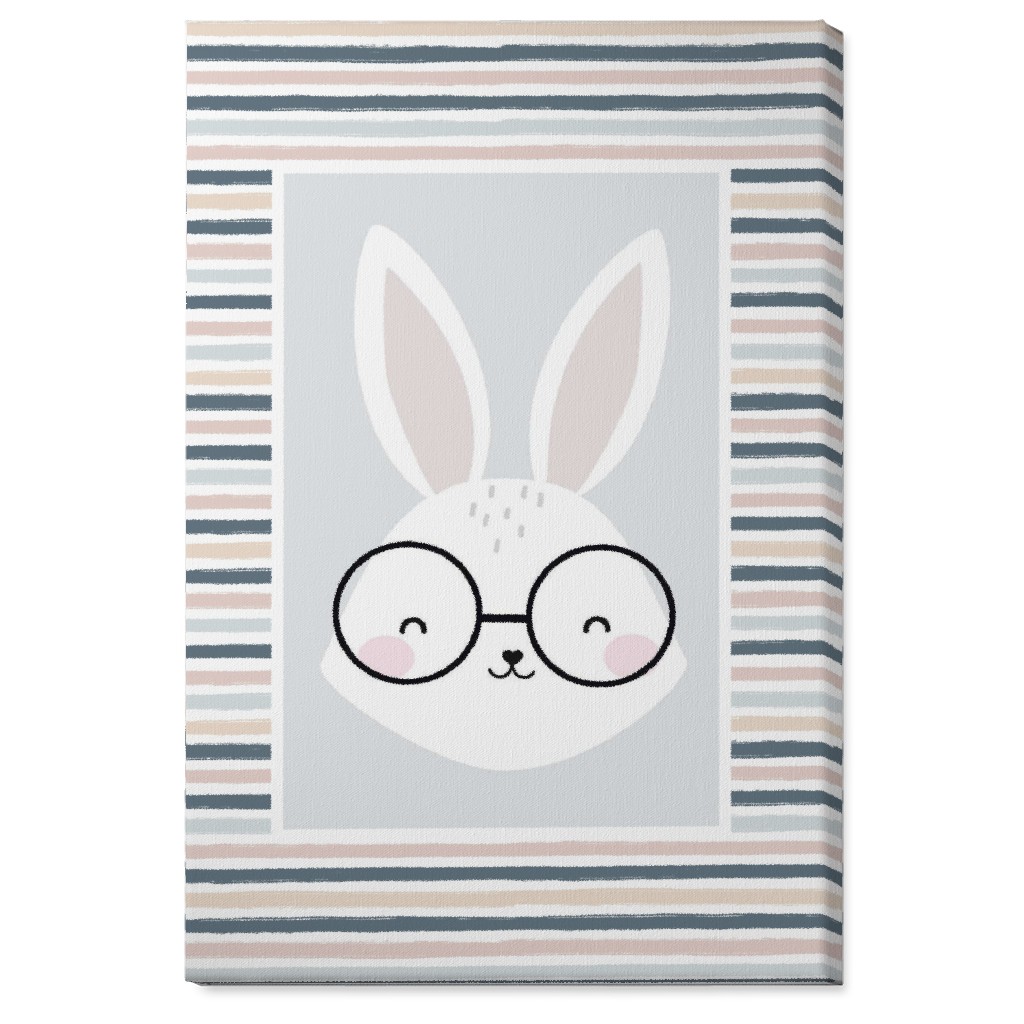 Spring Baby Boy Bunny - Neutral Soft Palette Wall Art, No Frame, Single piece, Canvas, 24x36, Blue, True Blue