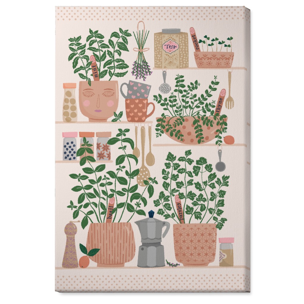 Little Herb Garden in the Kitchen Wall Art, No Frame, Single piece, Canvas, 24x36, Multicolor