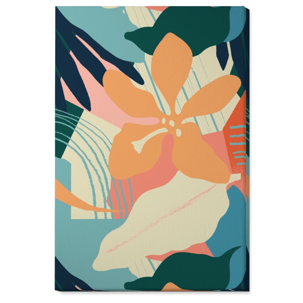 Abstract Magnolia - Multi Wall Art, No Frame, Single piece, Canvas, 24x36, Multicolor