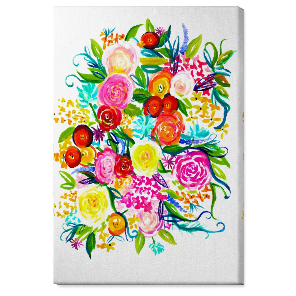 Summer Floral Acrylic Floral - Neon Wall Art, No Frame, Single piece, Canvas, 24x36, Multicolor
