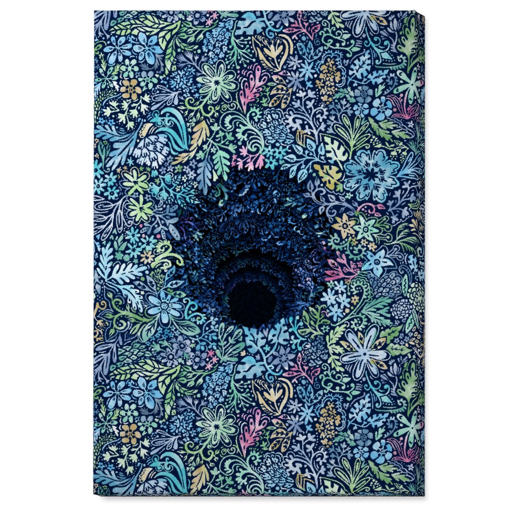 Deep Down Colorful Floral Abstract Wall Art, No Frame, Single piece, Canvas, 24x36, Blue