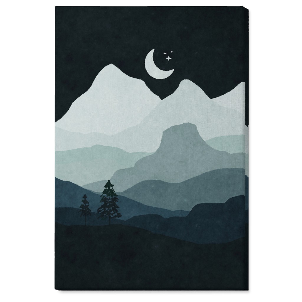 Mountain View Wall Art, No Frame, Single piece, Canvas, 24x36, Green, Silhouette