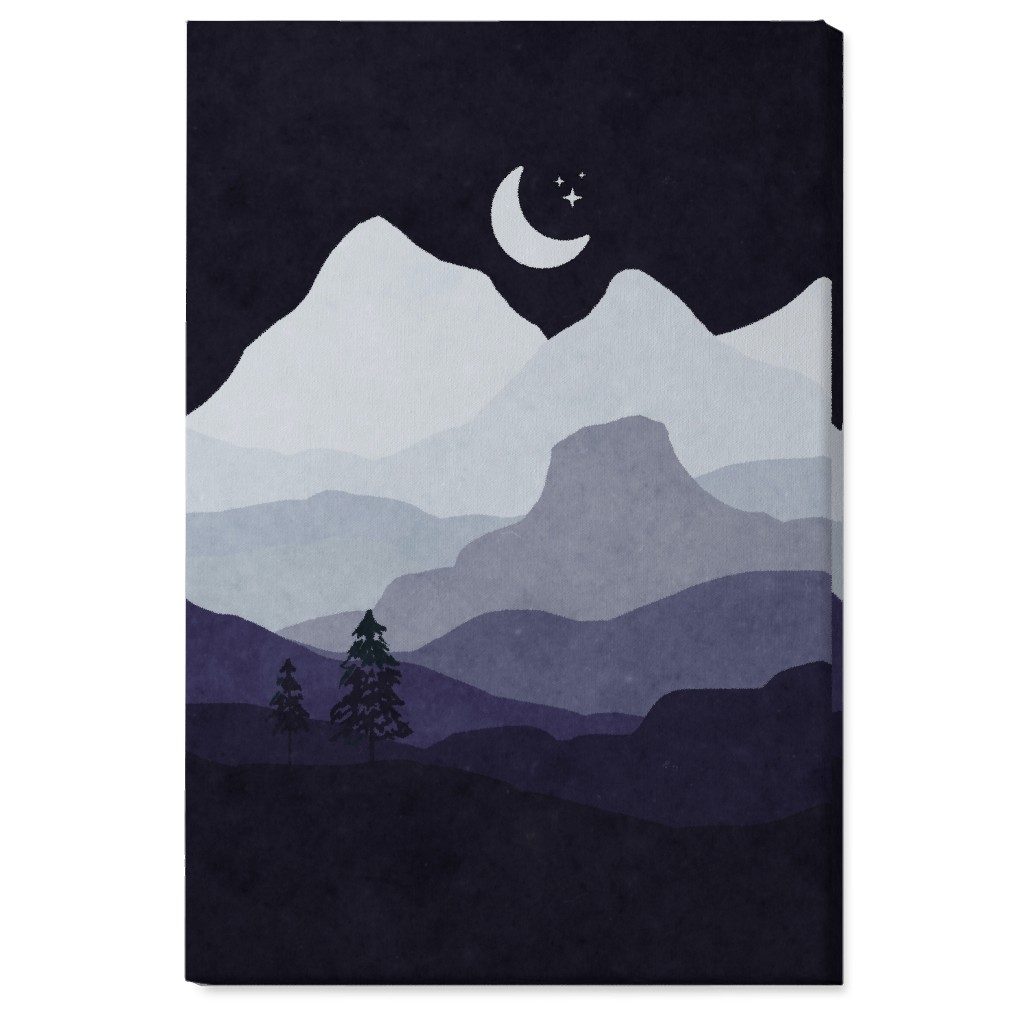 Mountain View Wall Art, No Frame, Single piece, Canvas, 24x36, Purple, Charcoal