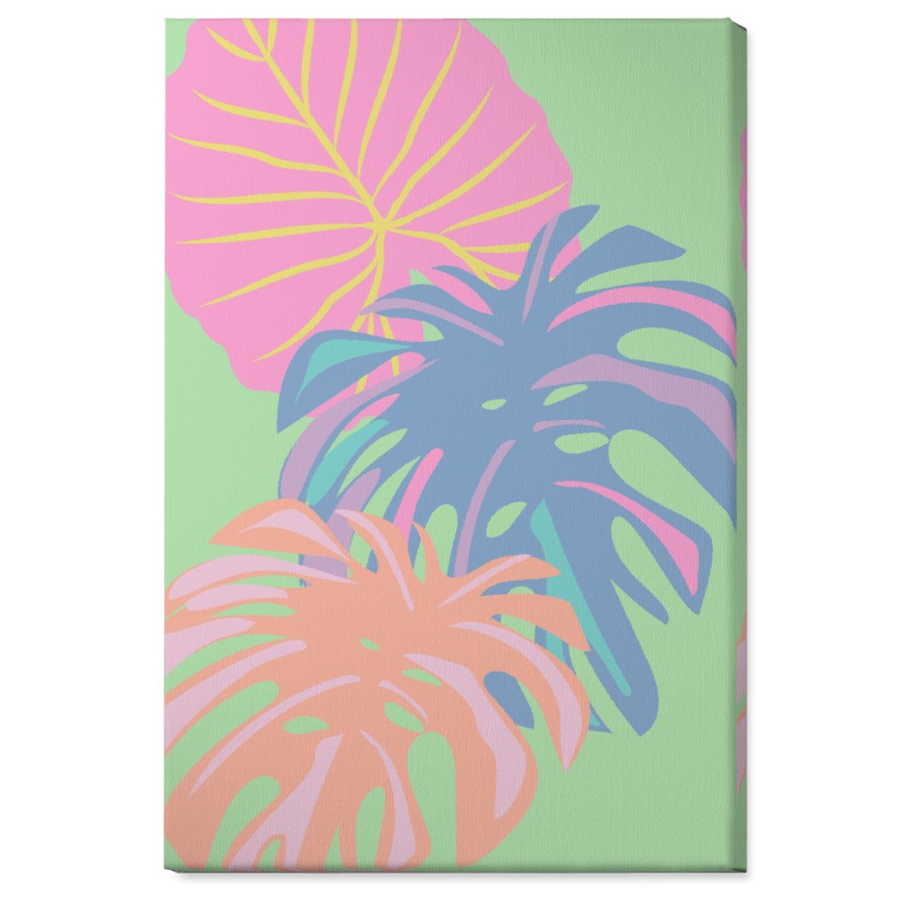 Bold Tropical Leaves - Multi Wall Art, No Frame, Single piece, Canvas, 24x36, Multicolor
