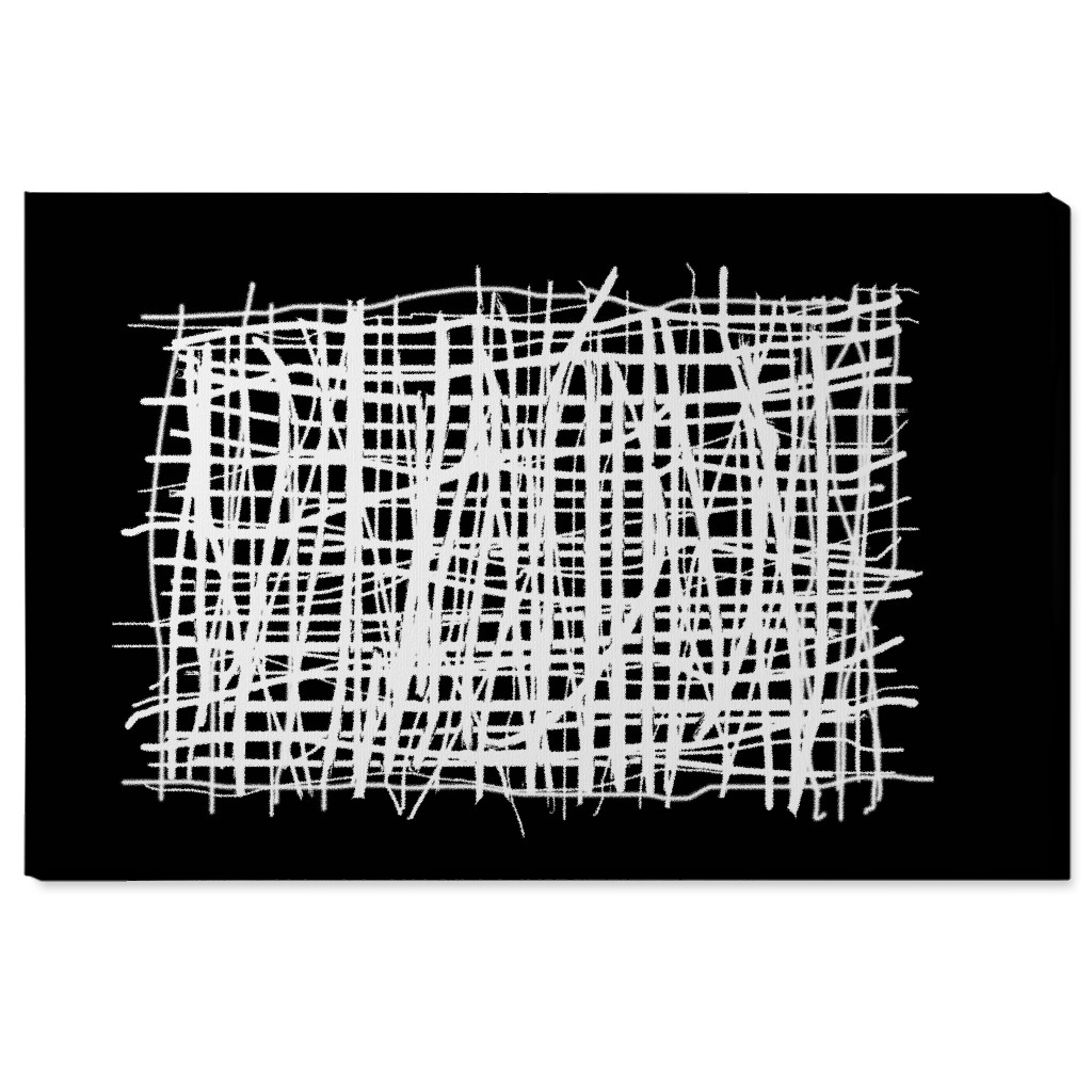Woven Abstraction - White on Black Wall Art, No Frame, Single piece, Canvas, 24x36, Black