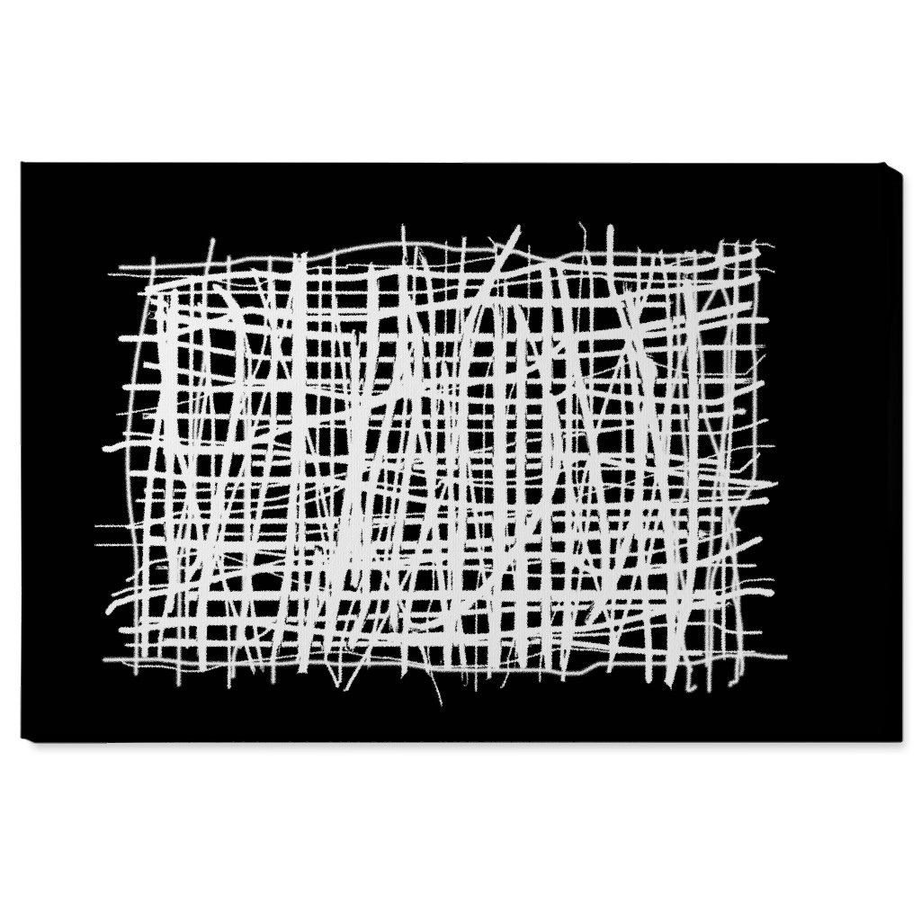 Woven Abstraction - White on Black Wall Art, No Frame, Single piece, Canvas, 24x36, Black, Black