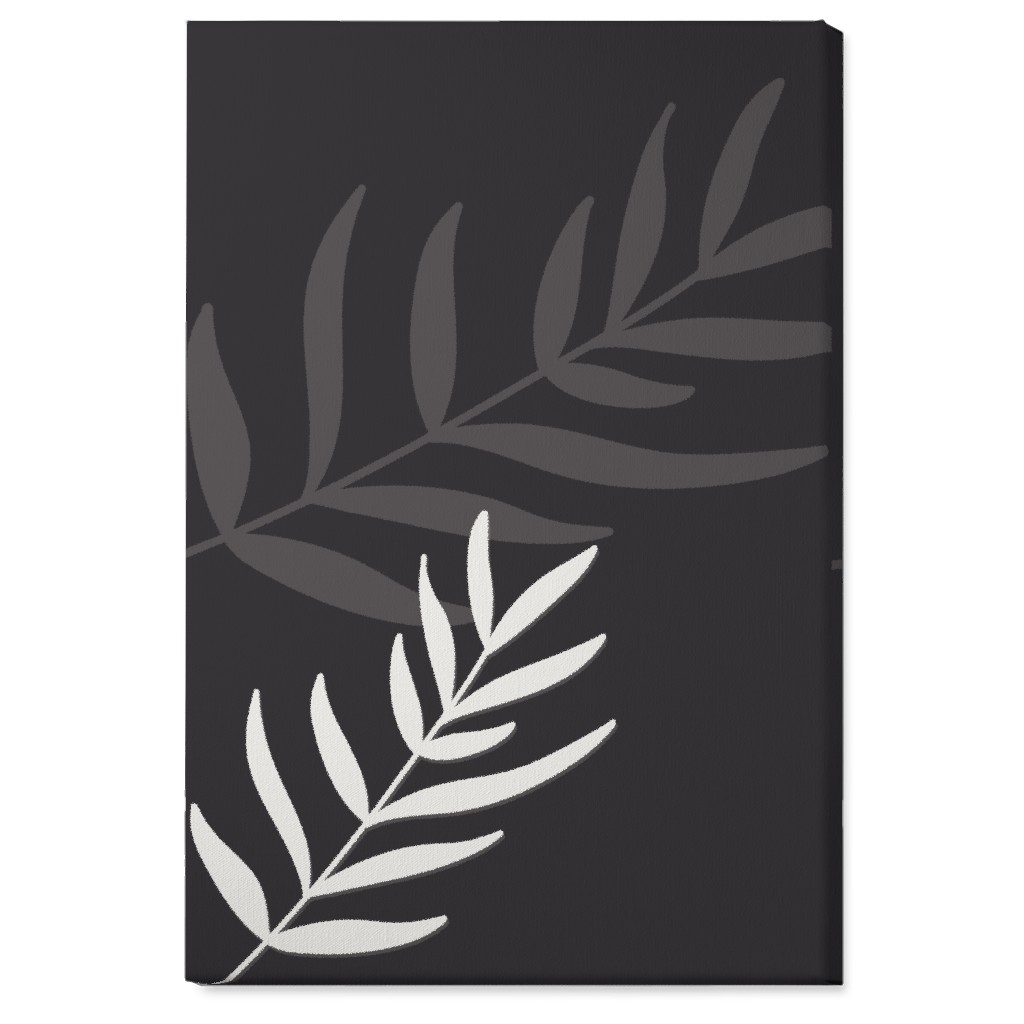 Fern Leaves in Neutral Earth Tones Wall Art, No Frame, Single piece, Canvas, 24x36, Black