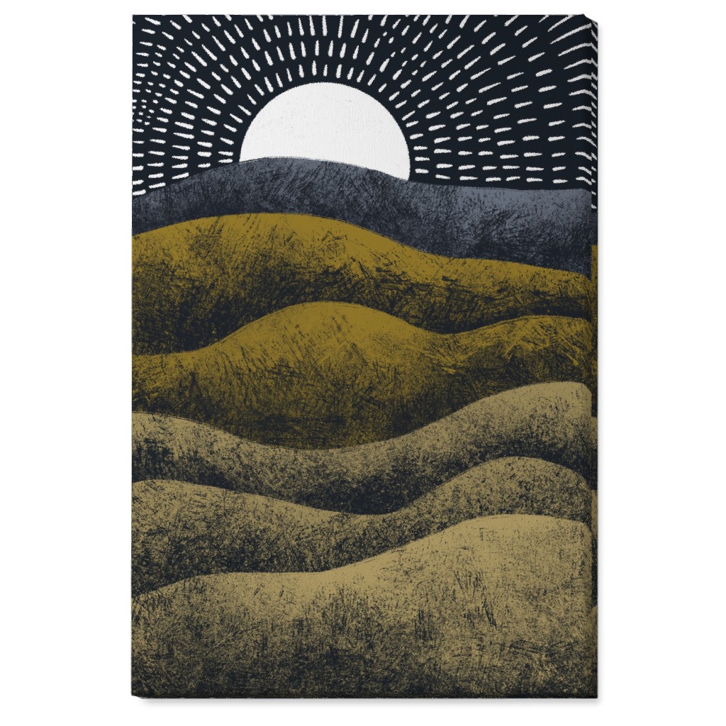 Moonrise Over Rolling Hills - Earth Tones Wall Art, No Frame, Single piece, Canvas, 24x36, Multicolor