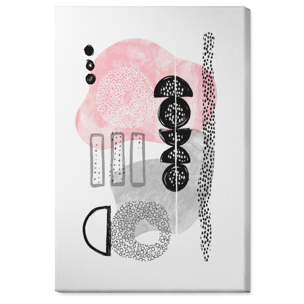 Feminene Abstract - Gray and Pink Wall Art, No Frame, Single piece, Canvas, 24x36, Pink