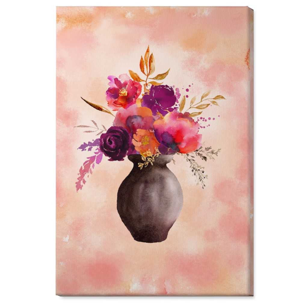 Flowers in a Vase Wall Art, No Frame, Single piece, Canvas, 24x36, Pink