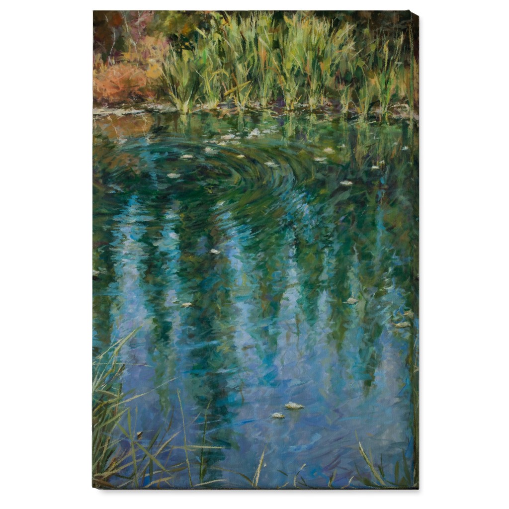 October Reflections Painting Wall Art, No Frame, Single piece, Canvas, 24x36, Green, Classic Green