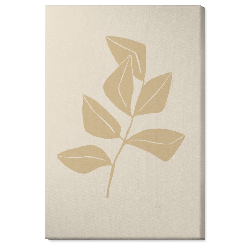 Ficus Botanical - Neutral Wall Art, No Frame, Single piece, Canvas, 24x36, Beige