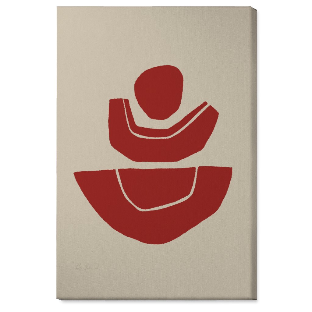 Geometric Abstract Stack Ii Wall Art, No Frame, Single piece, Canvas, 24x36, Red
