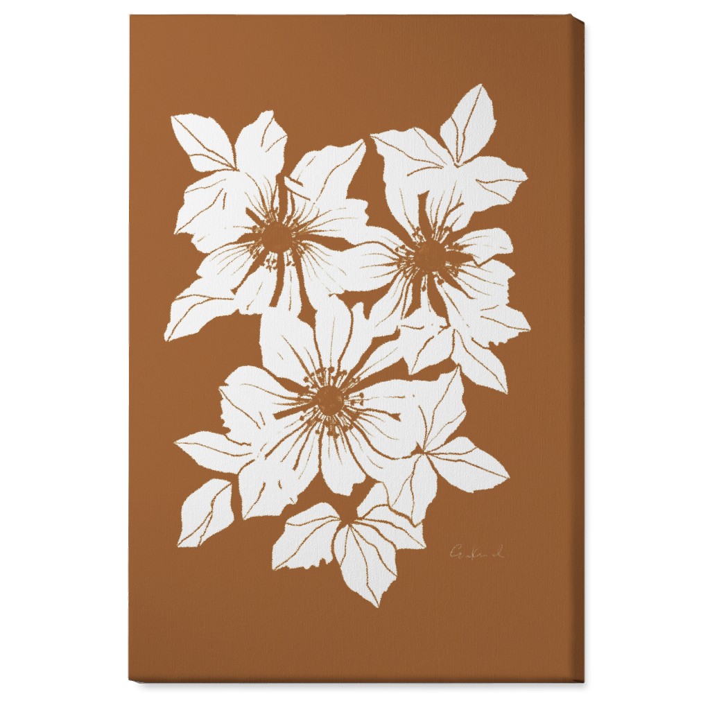 Botanical Big Anemones Wall Art, No Frame, Single piece, Canvas, 24x36, Orange, Earth