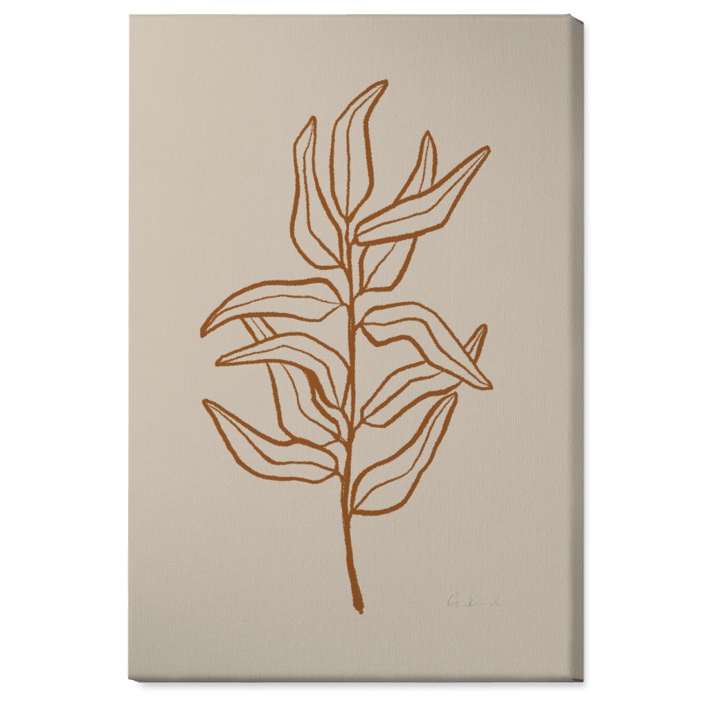 Botanical Eucalyptus Branch Wall Art, No Frame, Single piece, Canvas, 24x36, Beige