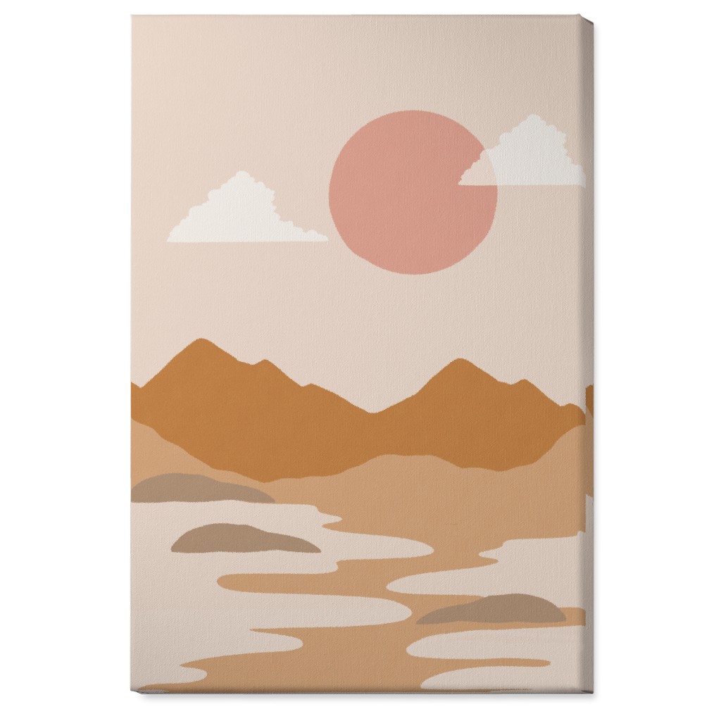 Abstract Mountain Landscape - Neutral Wall Art, No Frame, Single piece, Canvas, 24x36, Orange