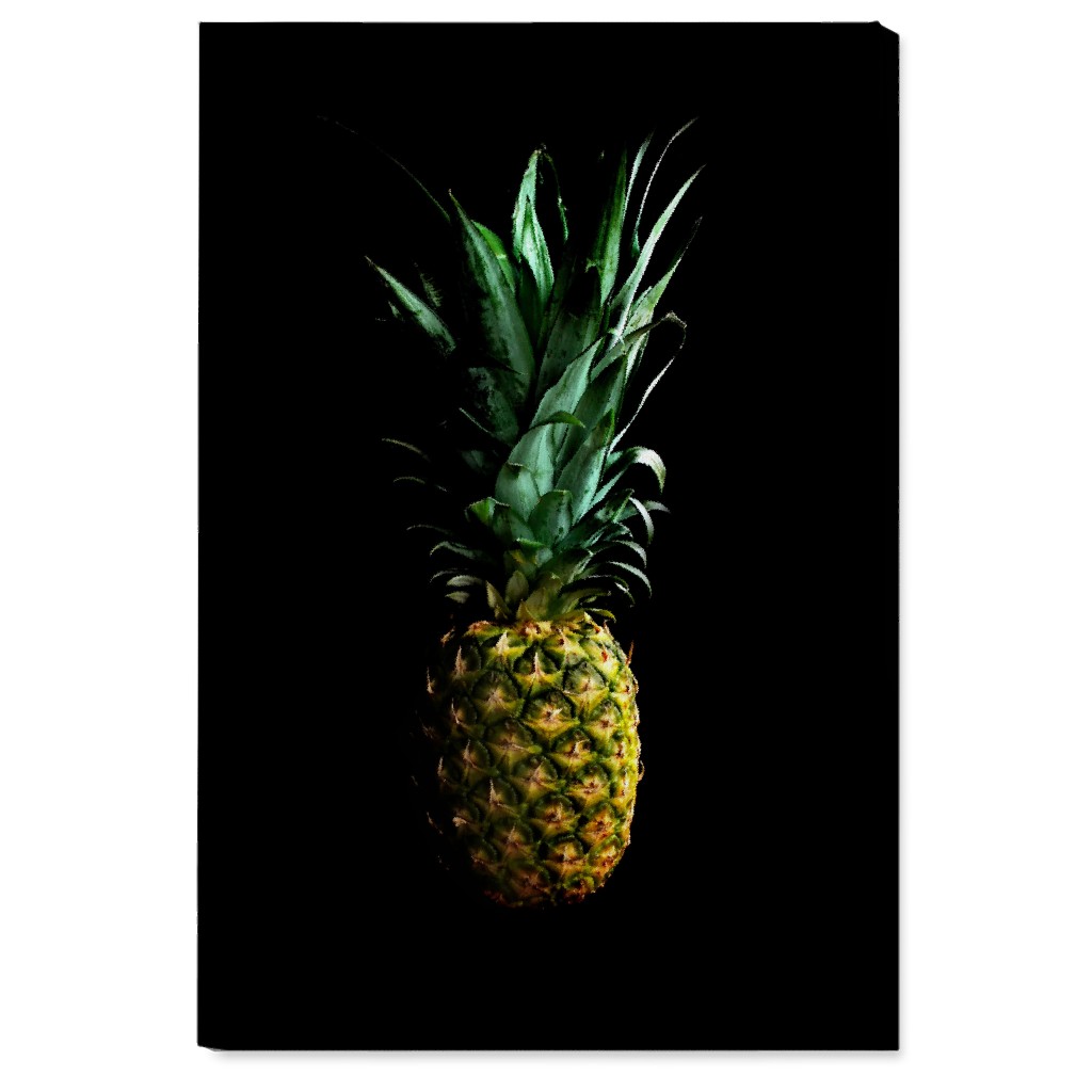 Pineapple - Yellow on Black Wall Art, No Frame, Single piece, Canvas, 24x36, Black, Black