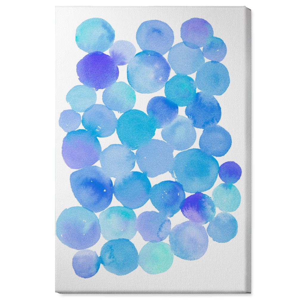 Watercolor Circles Wall Art, No Frame, Single piece, Canvas, 24x36, Blue, Pool