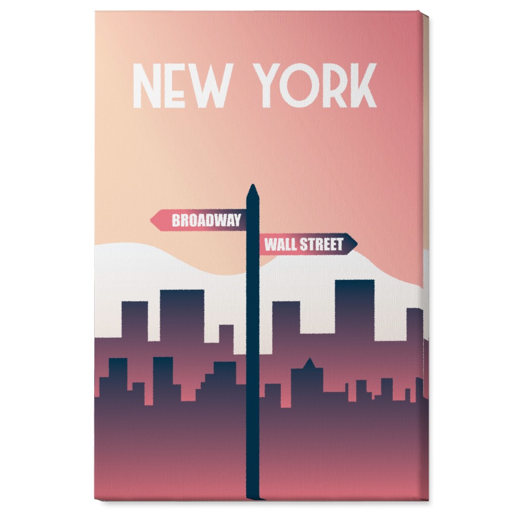 New York City Street Signs Wall Art, No Frame, Single piece, Canvas, 24x36, Pink, Dusk Pink