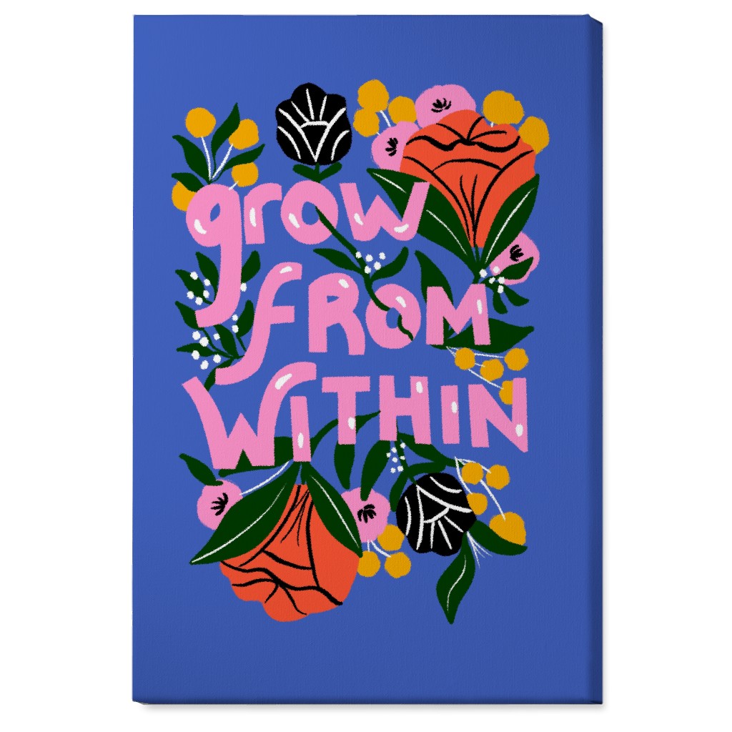 Grow From Within - Multi on Blue Wall Art, No Frame, Single piece, Canvas, 24x36, Blue, True Blue