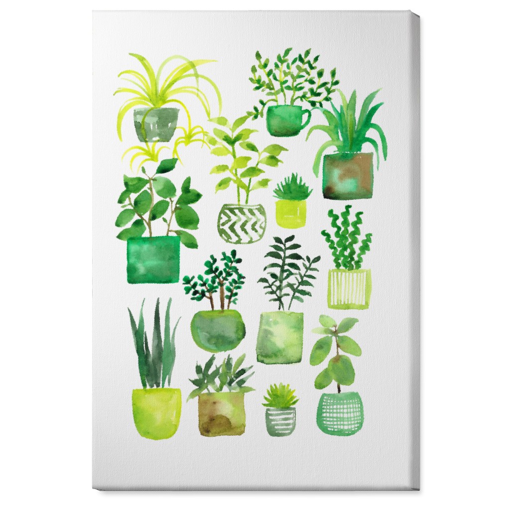 House Plants - Green Wall Art, No Frame, Single piece, Canvas, 24x36, Green