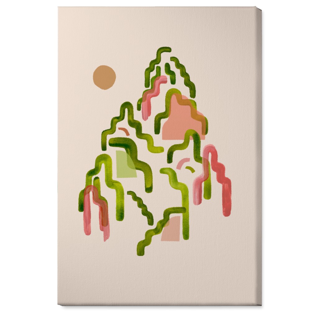 Forest Watercolor - Green and Pink Wall Art, No Frame, Single piece, Canvas, 24x36, Multicolor
