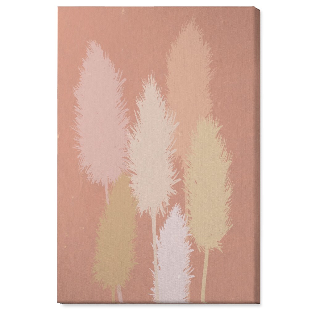 Pampas Grass - Pink Wall Art, No Frame, Single piece, Canvas, 24x36, Pink
