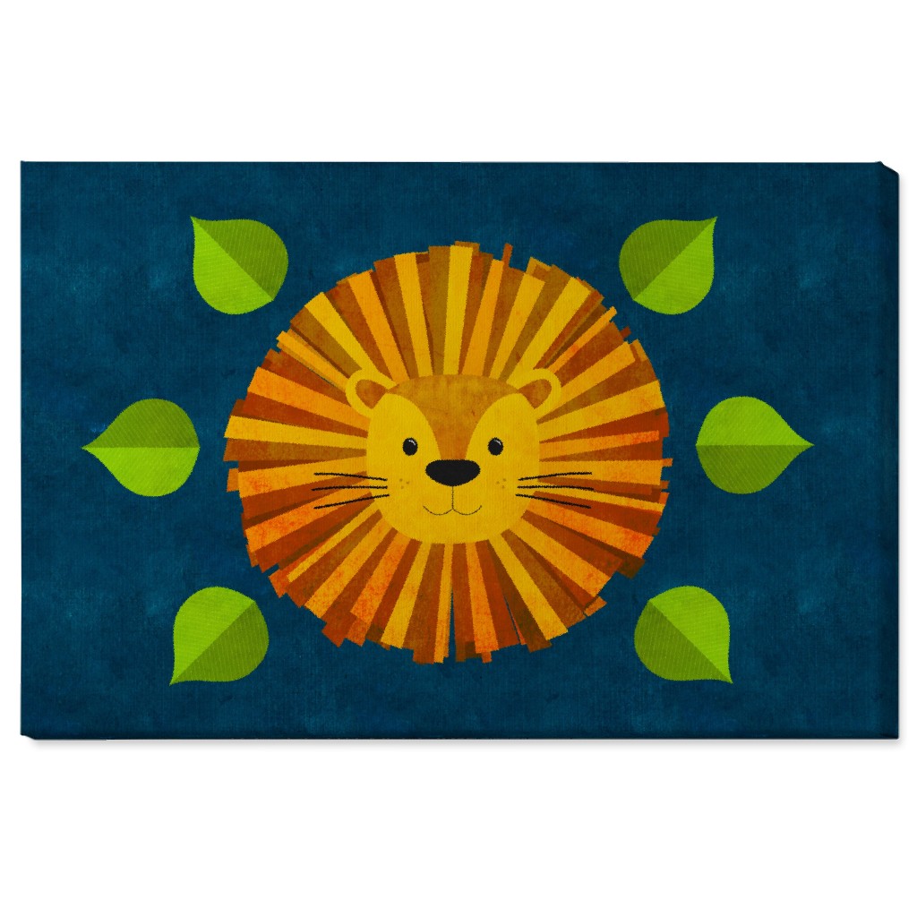 Lion Man - Multi on Blue Wall Art, No Frame, Single piece, Canvas, 24x36, Orange, Orange