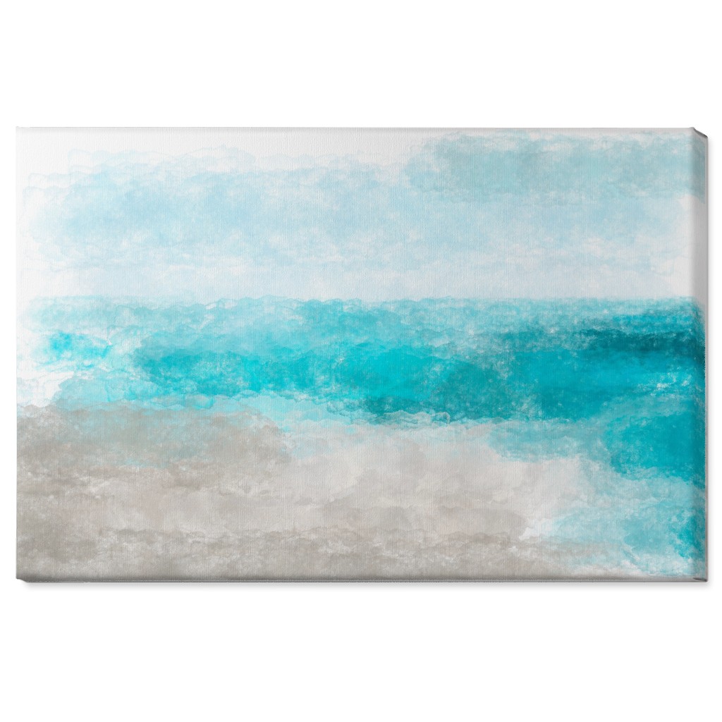 Beach Painting - Blue and Tan Wall Art, No Frame, Single piece, Canvas, 24x36, Blue, True Blue