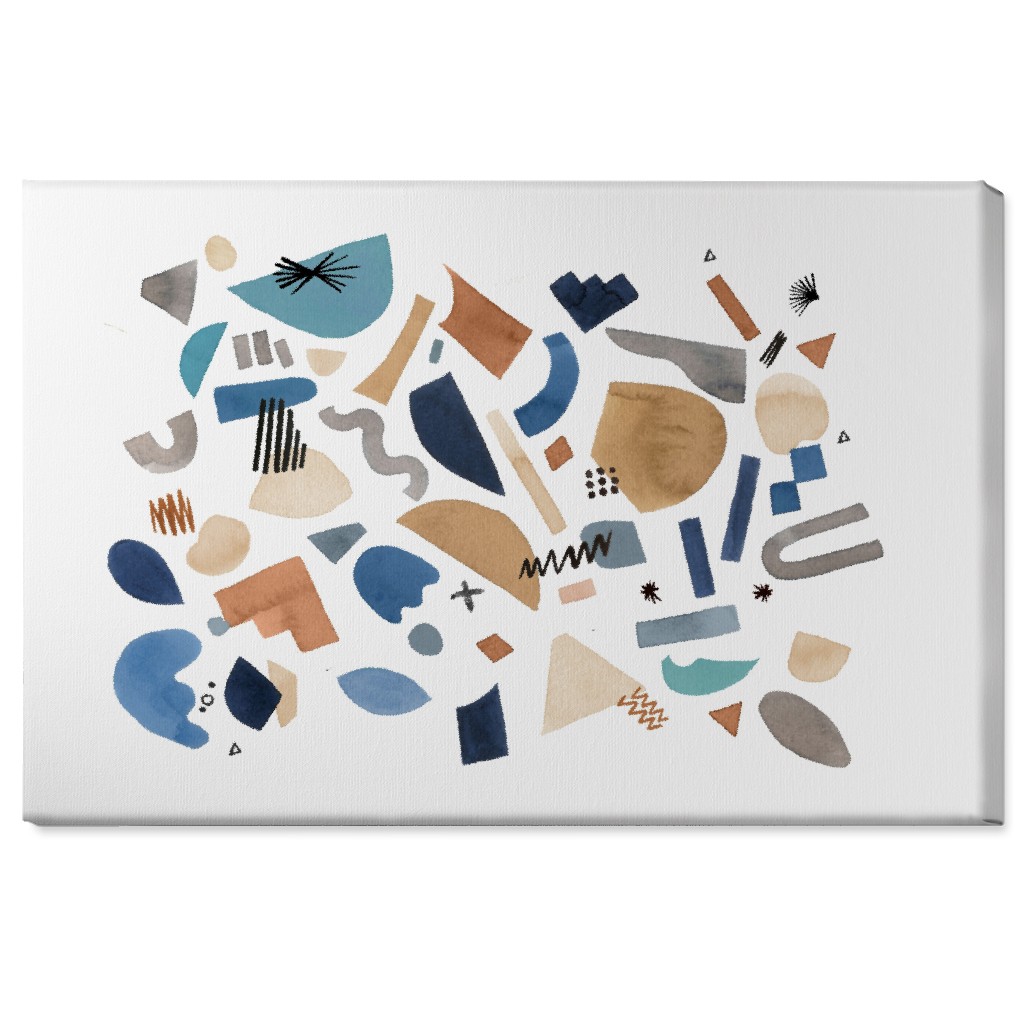 Geometric Abstract Pieces - Blue Wall Art, No Frame, Single piece, Canvas, 24x36, Multicolor