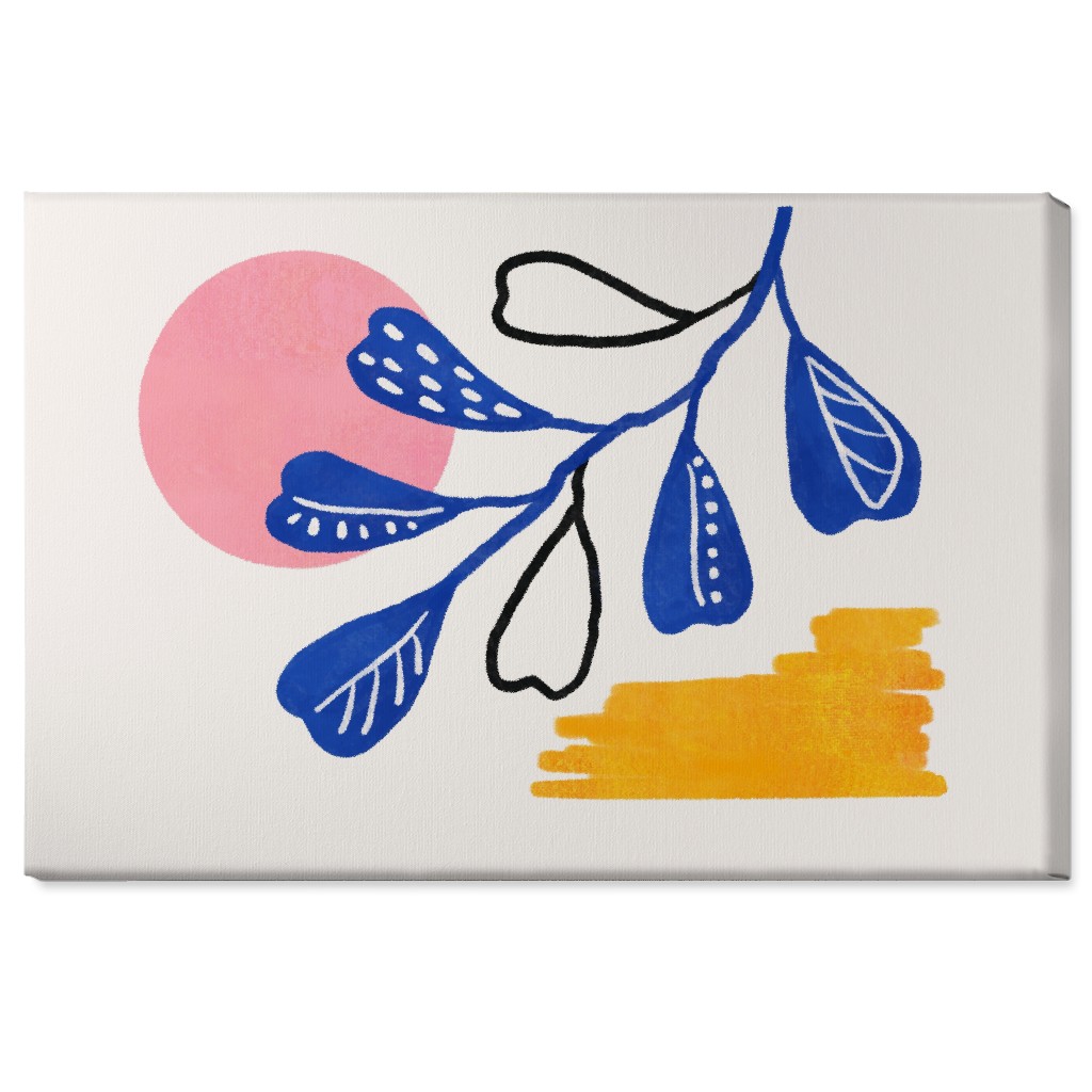 Moonlight and Leaves Wall Art, No Frame, Single piece, Canvas, 24x36, Multicolor, Royal