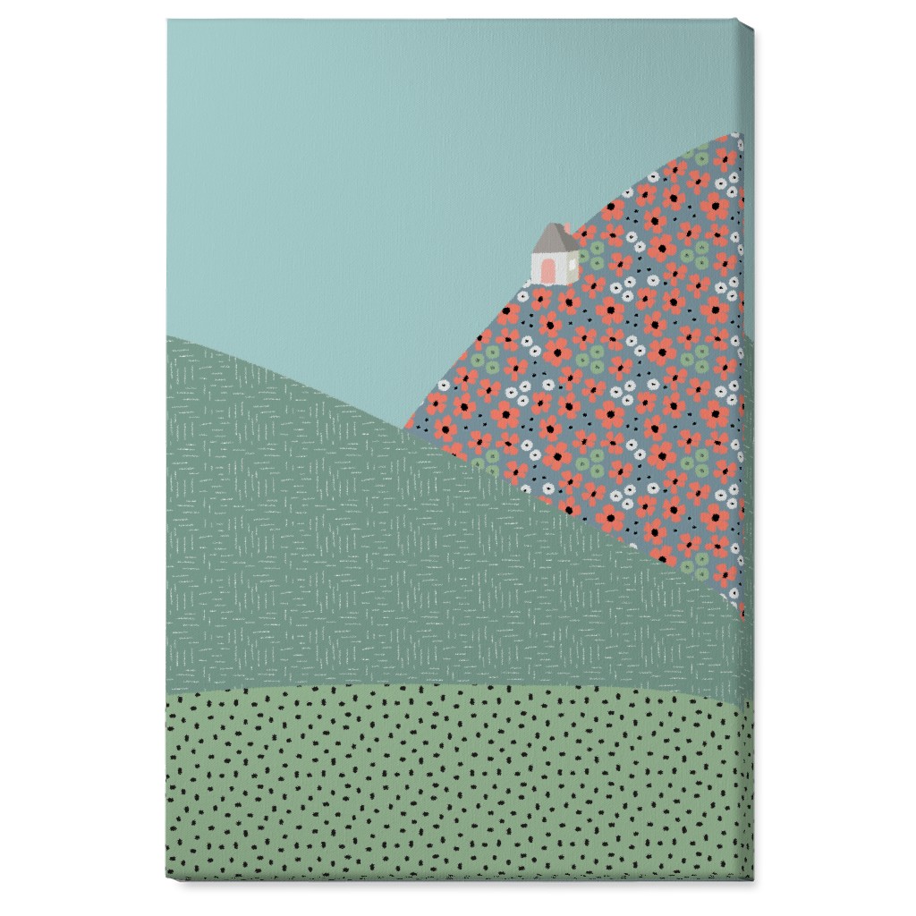 Floral Landscapes Wall Art, No Frame, Single piece, Canvas, 24x36, Green, Desert Green