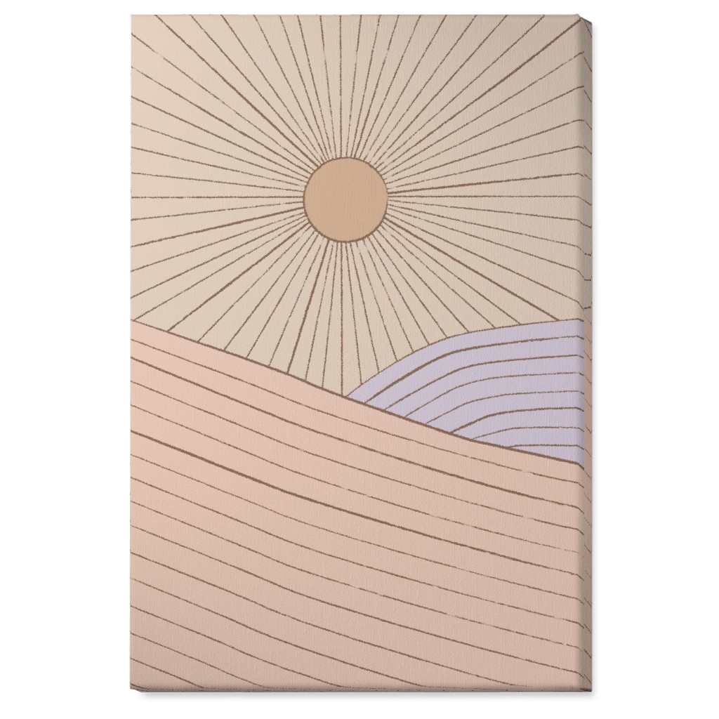 Sun in the Landscape - Pink Wall Art, No Frame, Single piece, Canvas, 24x36, Pink, Bright Pink