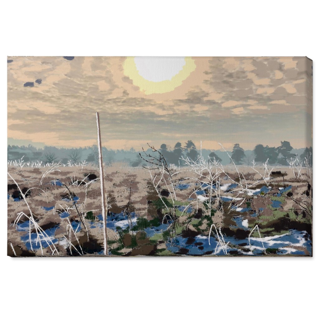 Winter Sun Over the Marsh Wall Art, No Frame, Single piece, Canvas, 24x36, Blue, True Blue