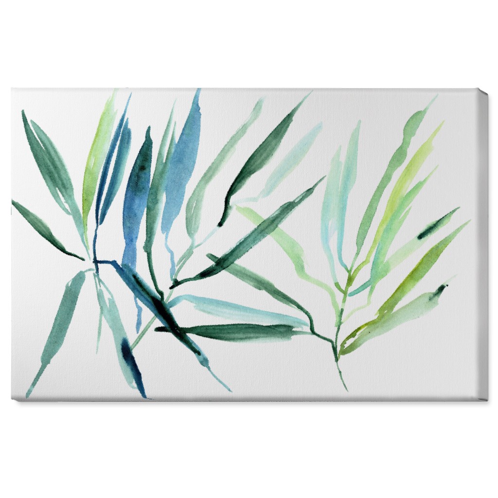 Watercolor Tropical Botanicals Wall Art, No Frame, Single piece, Canvas, 24x36, Green, Hemlock